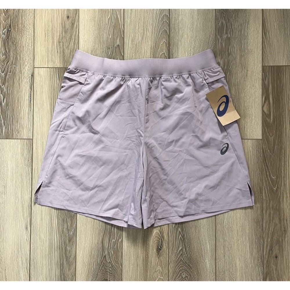 Asics Men's 7" Woven Laser Cut Shorts Running Gym Pink Reflective Unlined Sz M